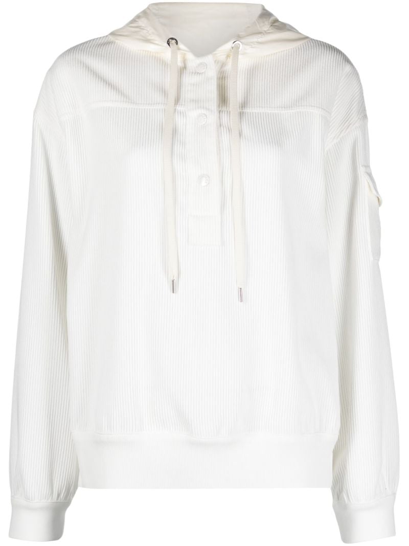 White Press-stud Placket Hoodie
