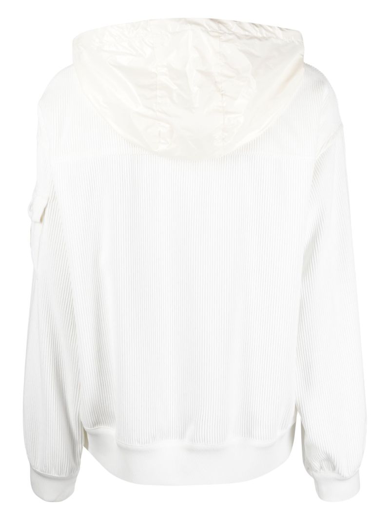 White Press-stud Placket Hoodie