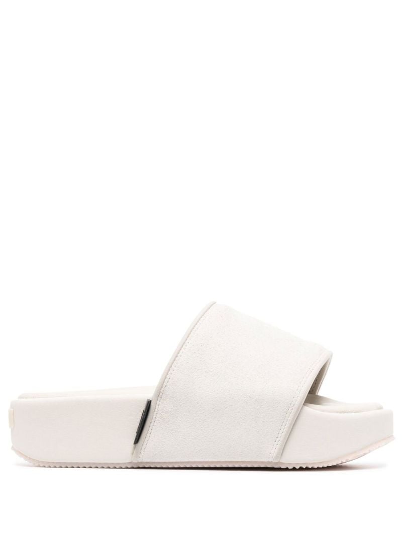 Grey Slip-on Leather Slides