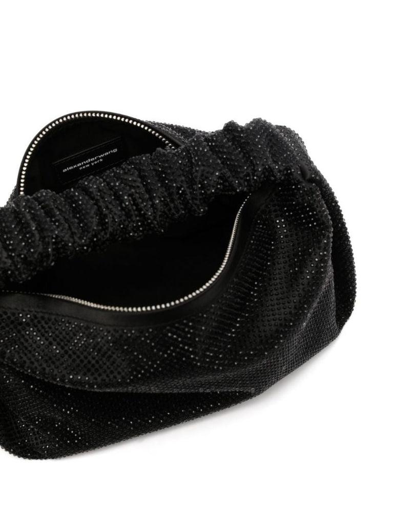 Black Scrunchie Crystal Mini Bag