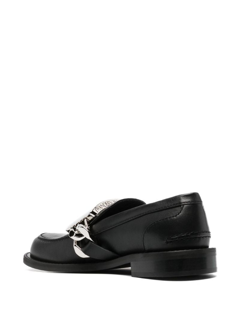 Black Chain Leather Loafers