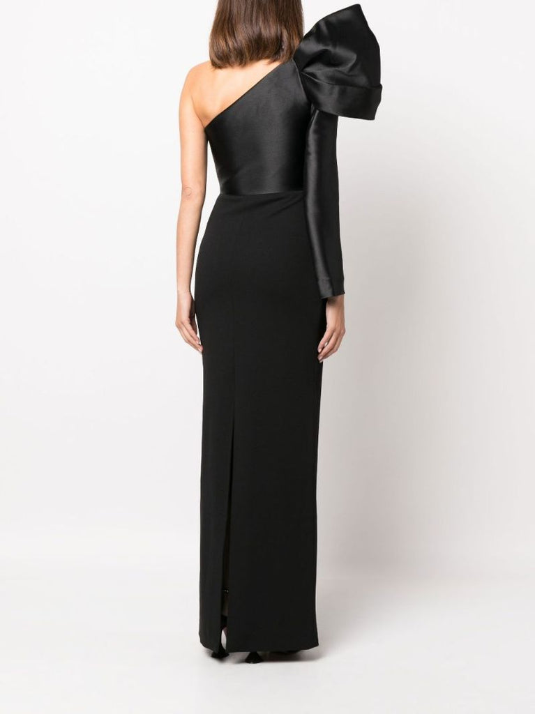 Black Lexi Asymmetric Bow Detail Maxi Dress