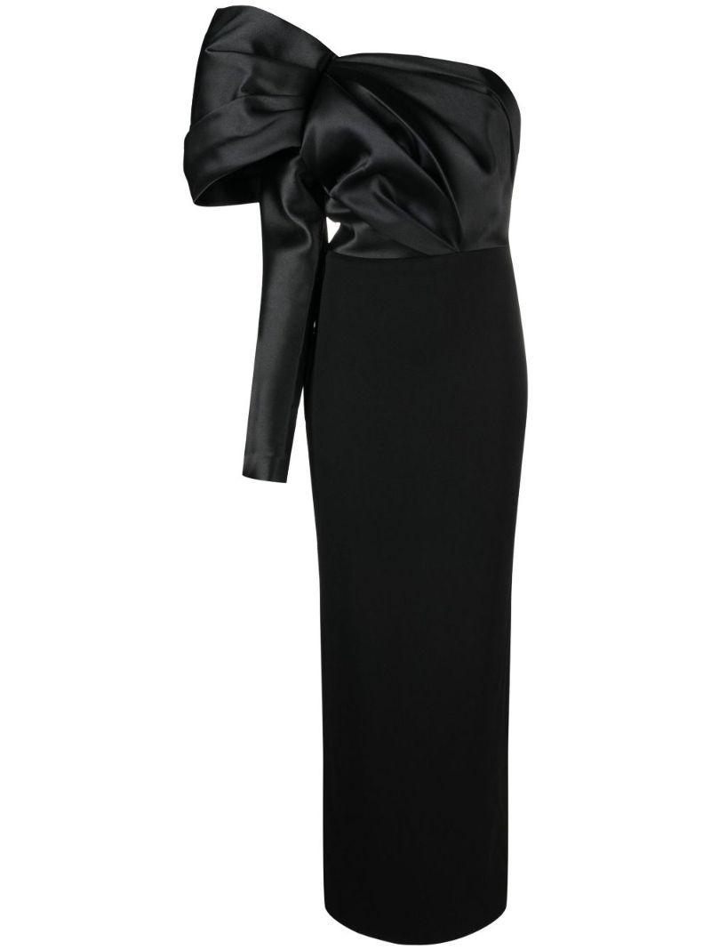 Black Lexi Asymmetric Bow Detail Maxi Dress