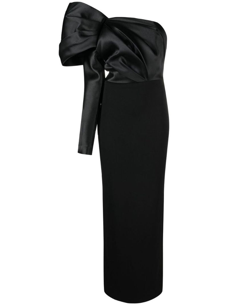 Black Lexi Asymmetric Bow Detail Maxi Dress
