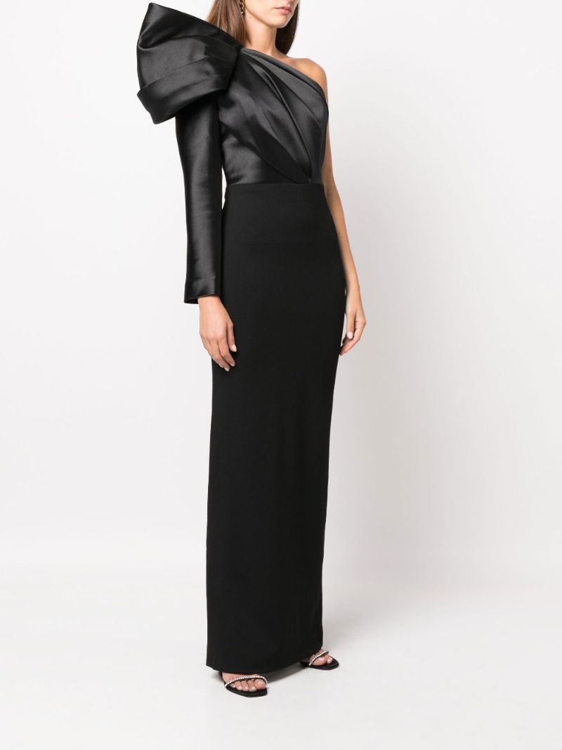 Black Lexi Asymmetric Bow Detail Maxi Dress