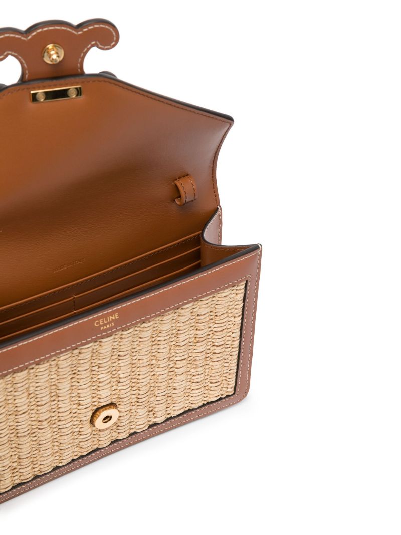 Brown Triomphe Raffia Shoulder Bag