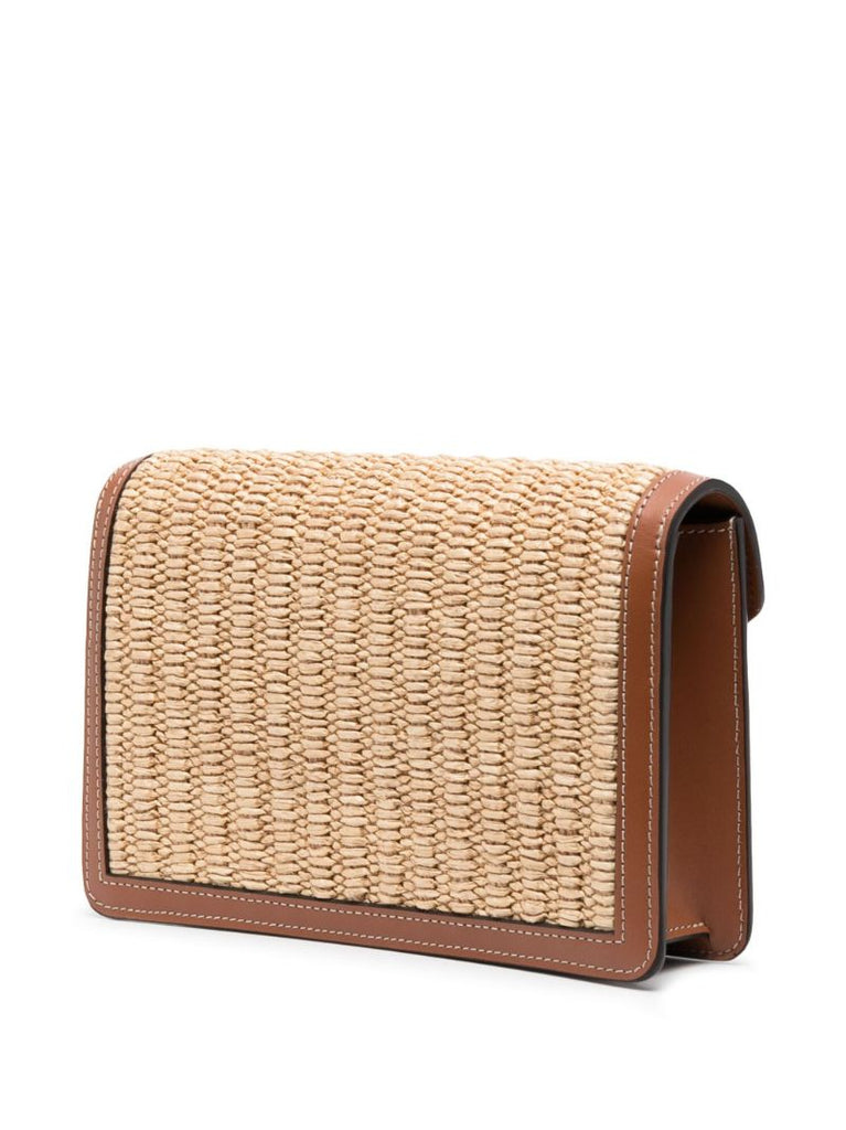 Brown Triomphe Raffia Shoulder Bag