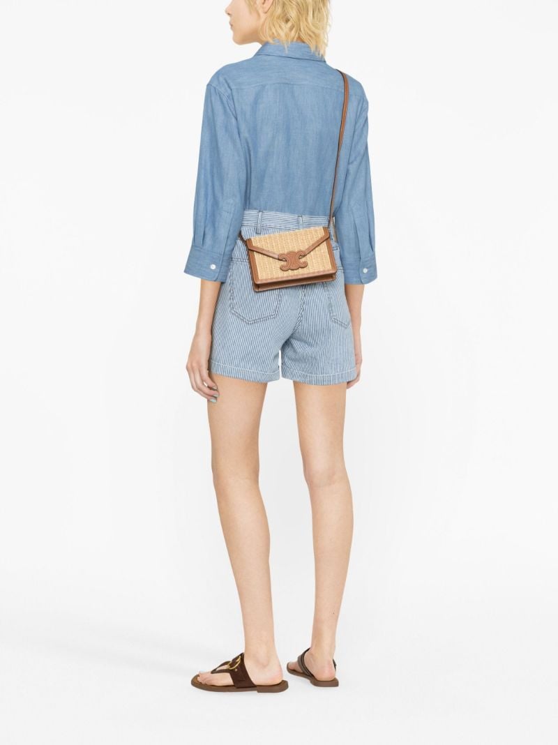Brown Triomphe Raffia Shoulder Bag