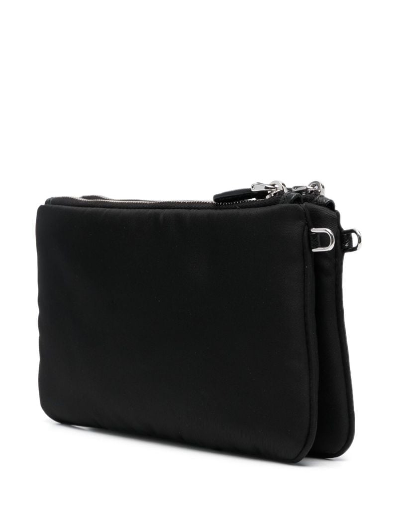 Black Re-nylon Partitioned Clutch