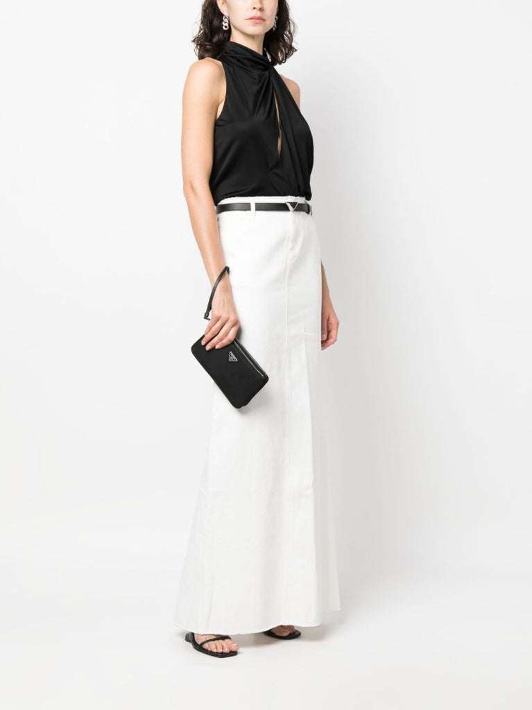 Black Re-nylon Partitioned Clutch