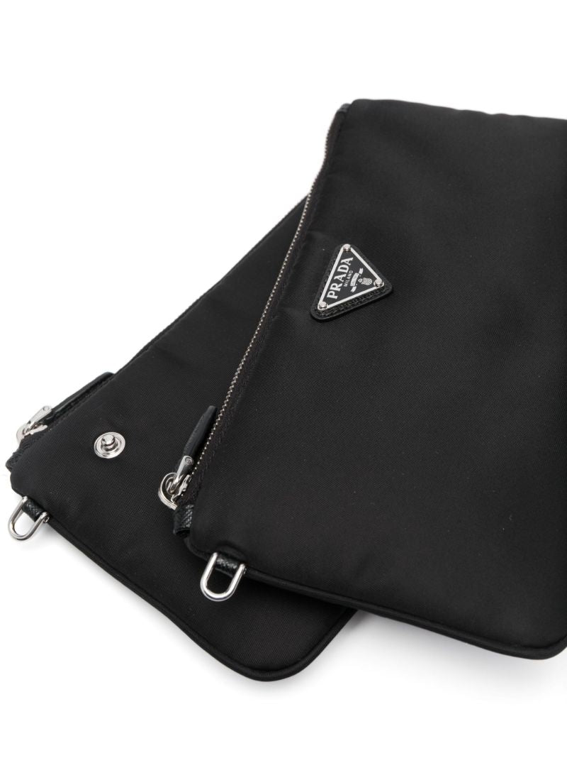 Black Re-nylon Partitioned Clutch