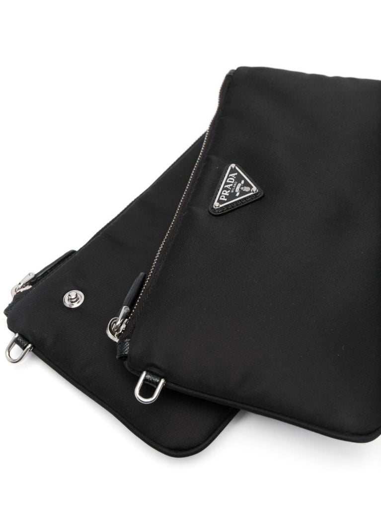 Black Re-nylon Partitioned Clutch