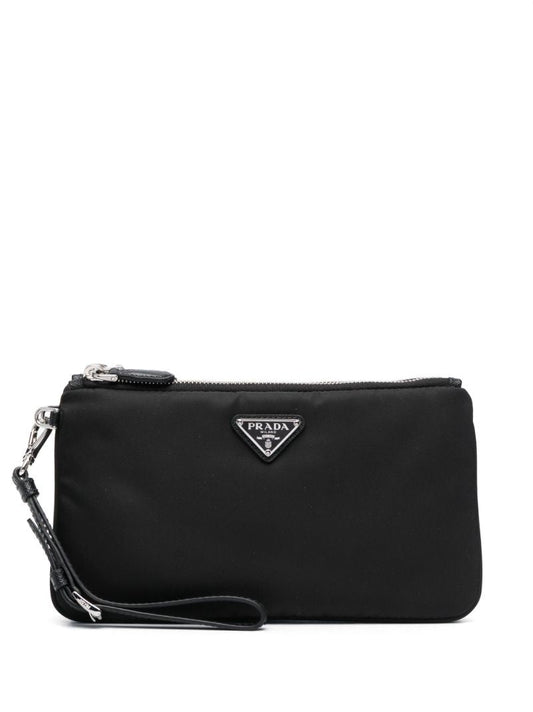 Black Re-nylon Partitioned Clutch