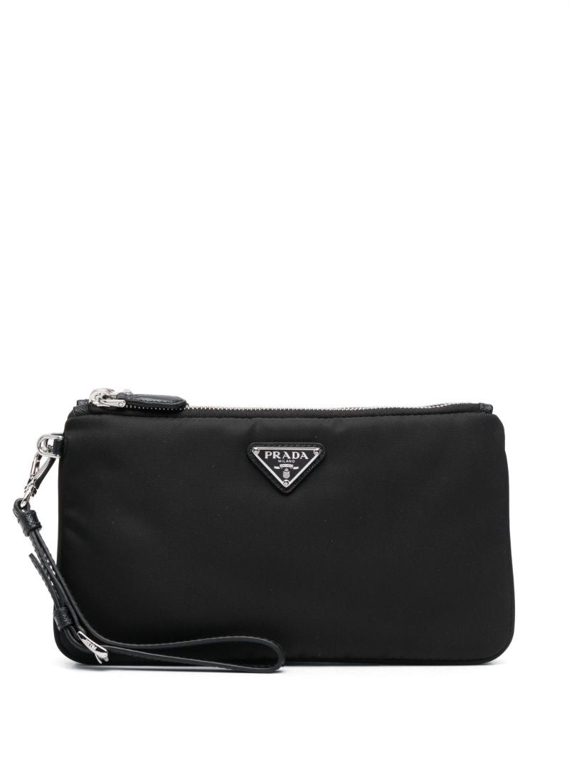 Black Re-nylon Partitioned Clutch