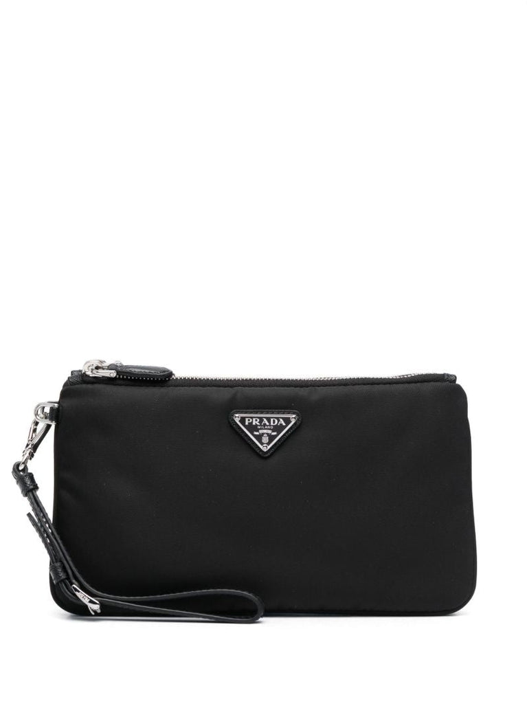 Black Re-nylon Partitioned Clutch