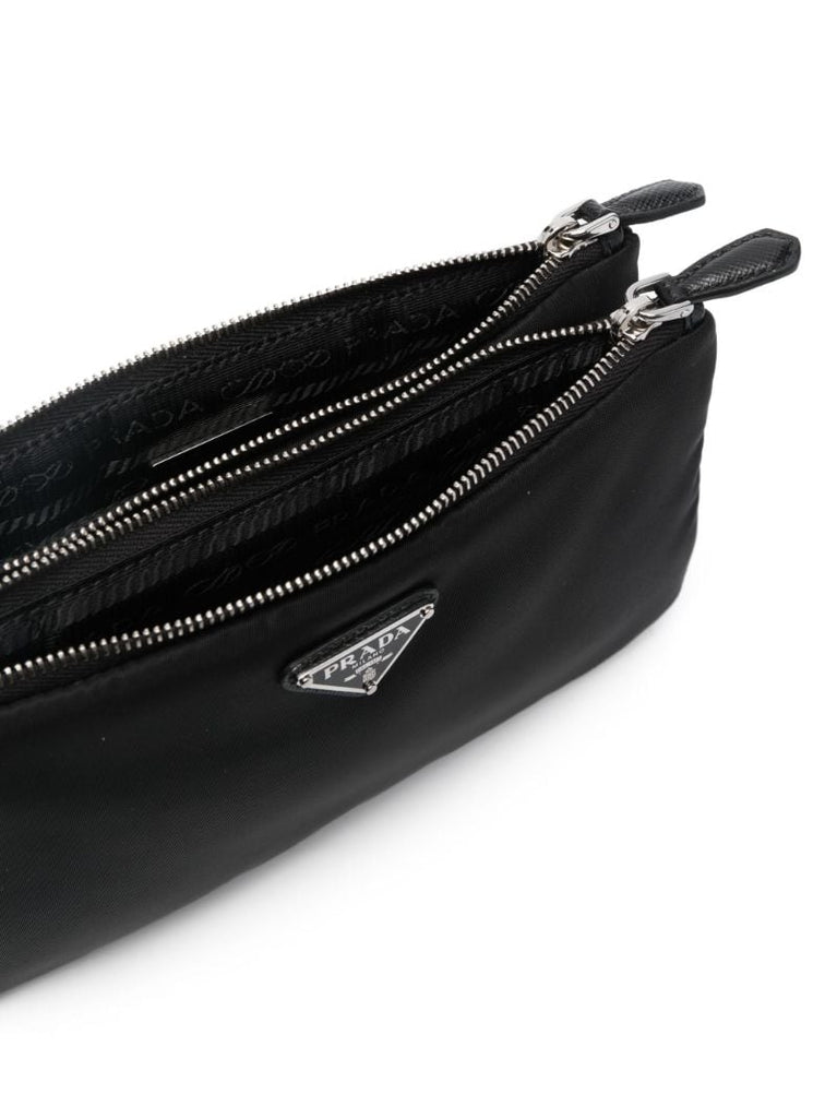 Black Re-nylon Partitioned Clutch