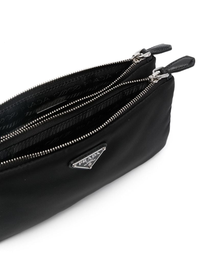 Black Re-nylon Partitioned Clutch