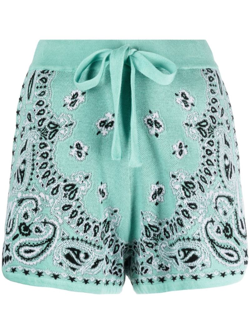 Green Bandana-intarsia Knitted Shorts
