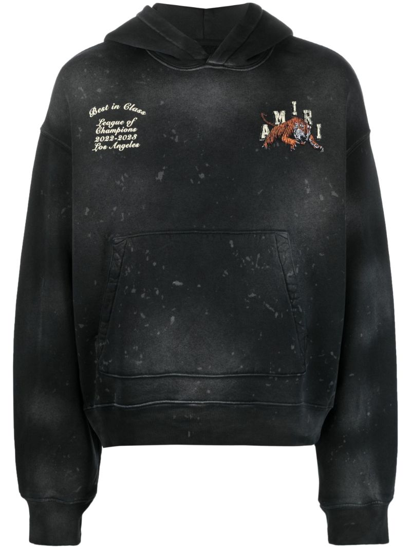 Black Vintage Tiger Cotton Hoodie