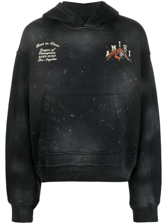 Black Vintage Tiger Cotton Hoodie
