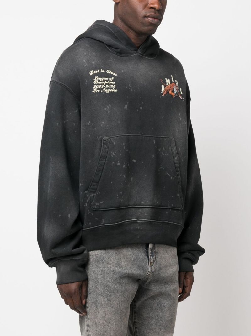 Black Vintage Tiger Cotton Hoodie