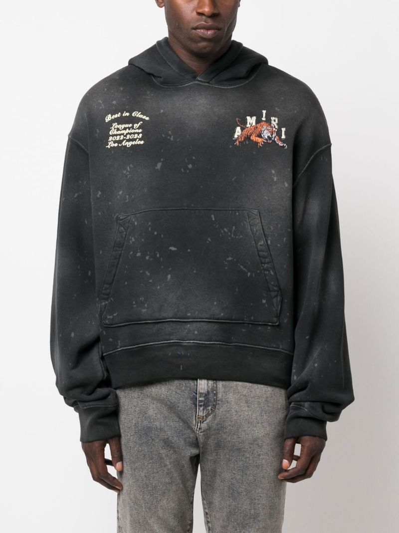 Black Vintage Tiger Cotton Hoodie