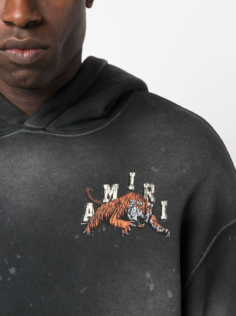 Black Vintage Tiger Cotton Hoodie
