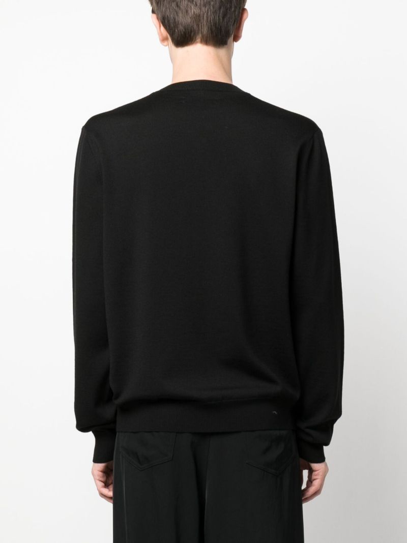 Black Embroidered Wool Sweatshirt