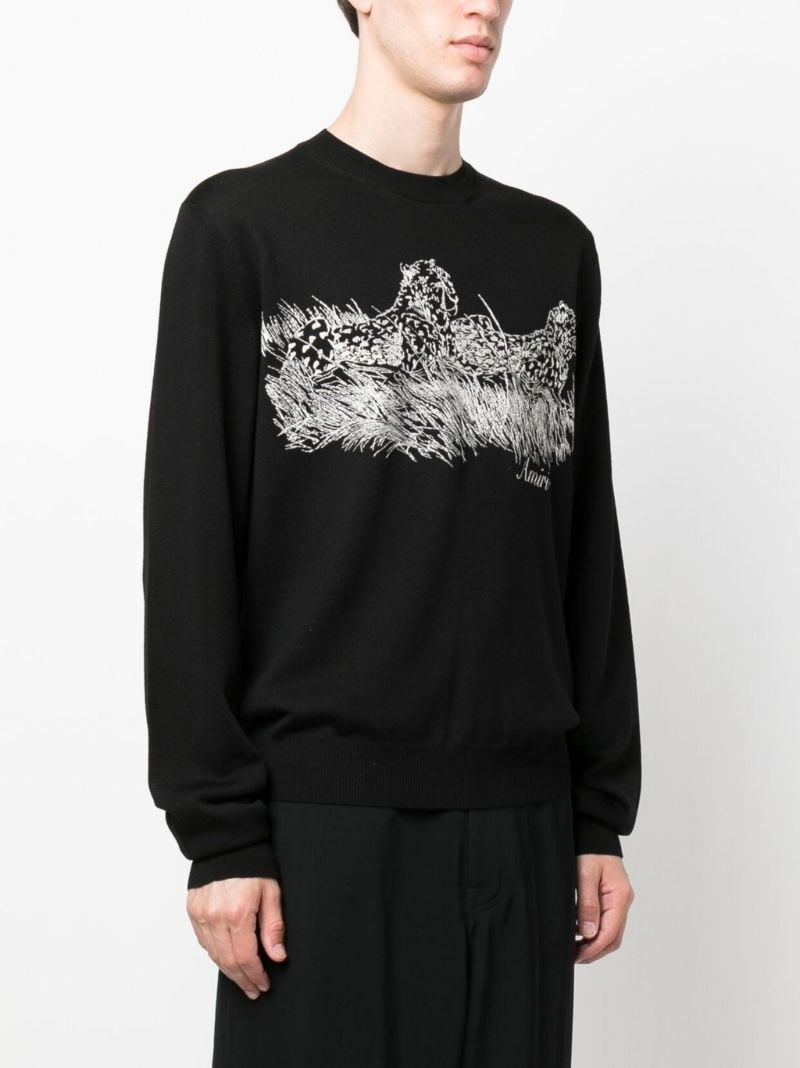 Black Embroidered Wool Sweatshirt
