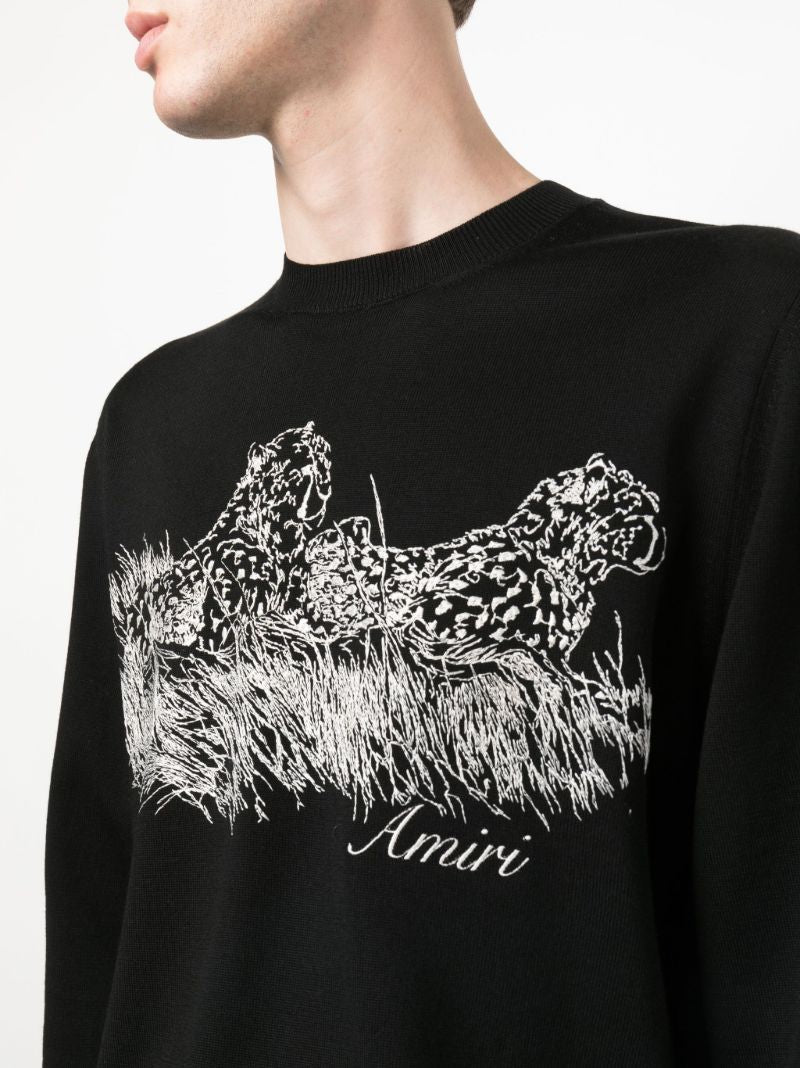 Black Embroidered Wool Sweatshirt