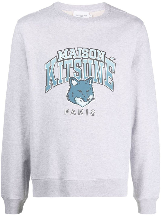 Grey Logo Print Cotton Sweatshirt