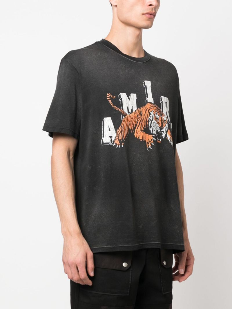 Black Vintage Tiger Cotton T-shirt