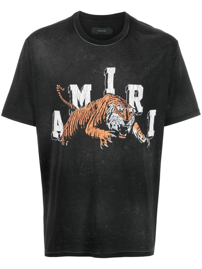 Black Vintage Tiger Cotton T-shirt