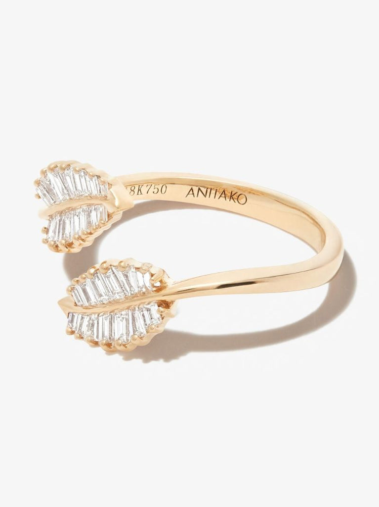 18k Yellow Gold Palm Leaf Diamond Ring
