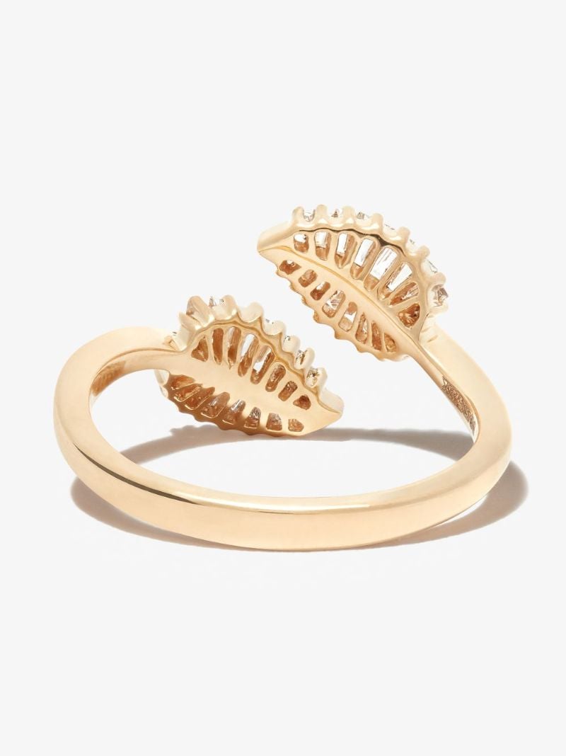 18k Yellow Gold Palm Leaf Diamond Ring