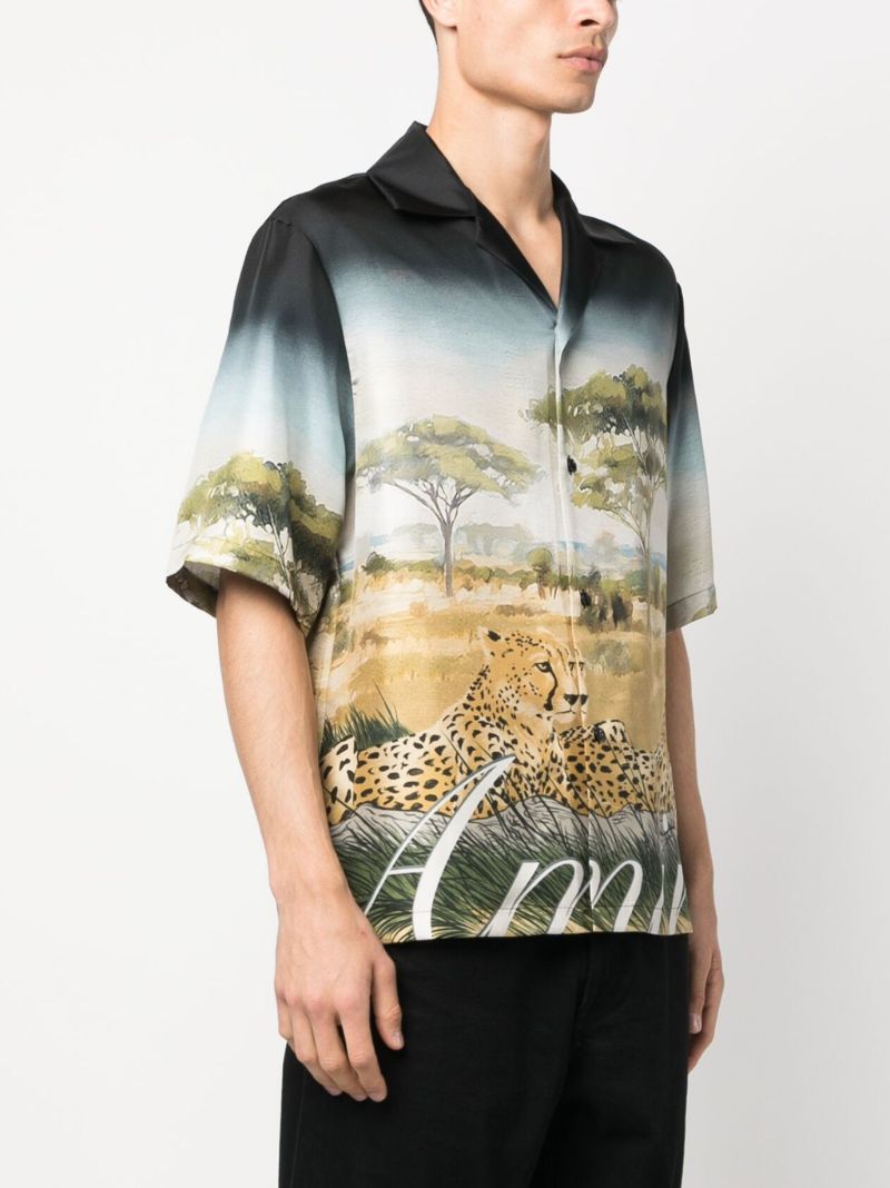 Black Cheetah Print Silk Shirt