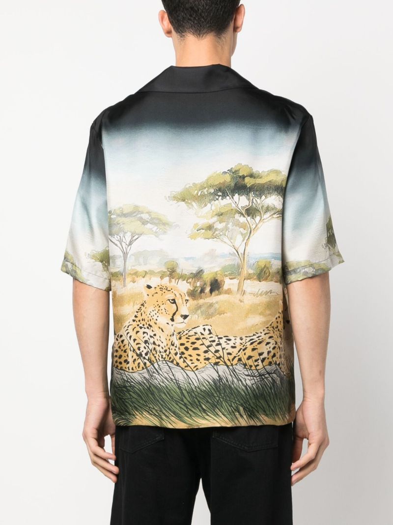 Black Cheetah Print Silk Shirt