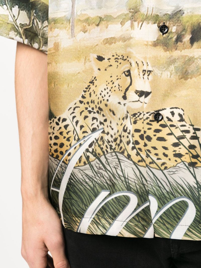 Black Cheetah Print Silk Shirt