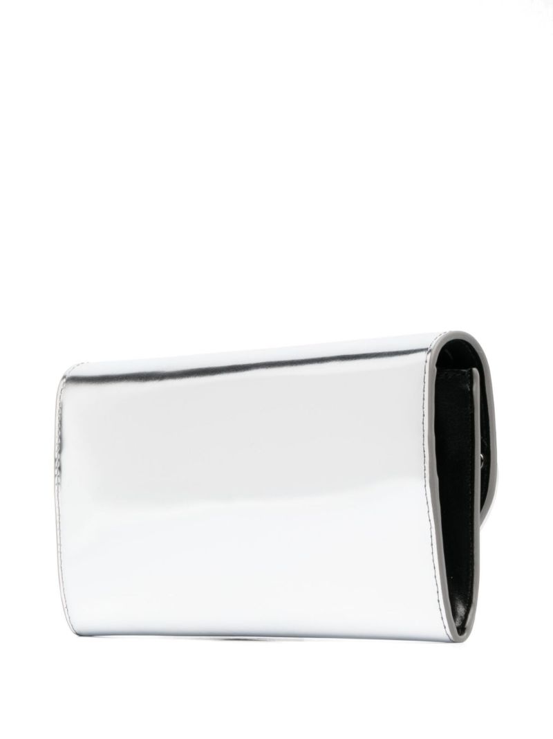 Silver Logo-embossed Leather Wallet