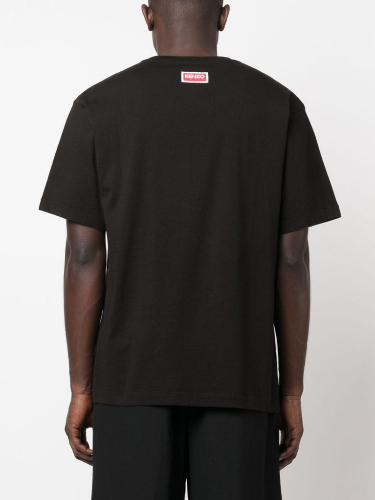 Black Tiger Print Cotton T-shirt