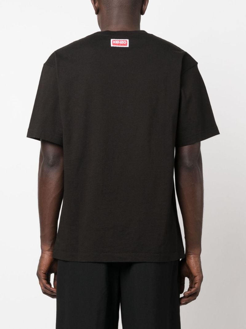 Black Elephant Print Cotton T-shirt