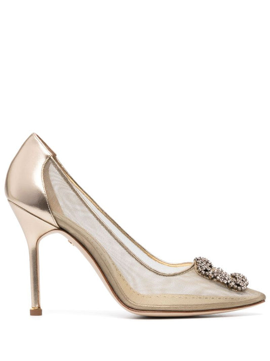 Gold-tone Hangisi 110 Mesh Pumps