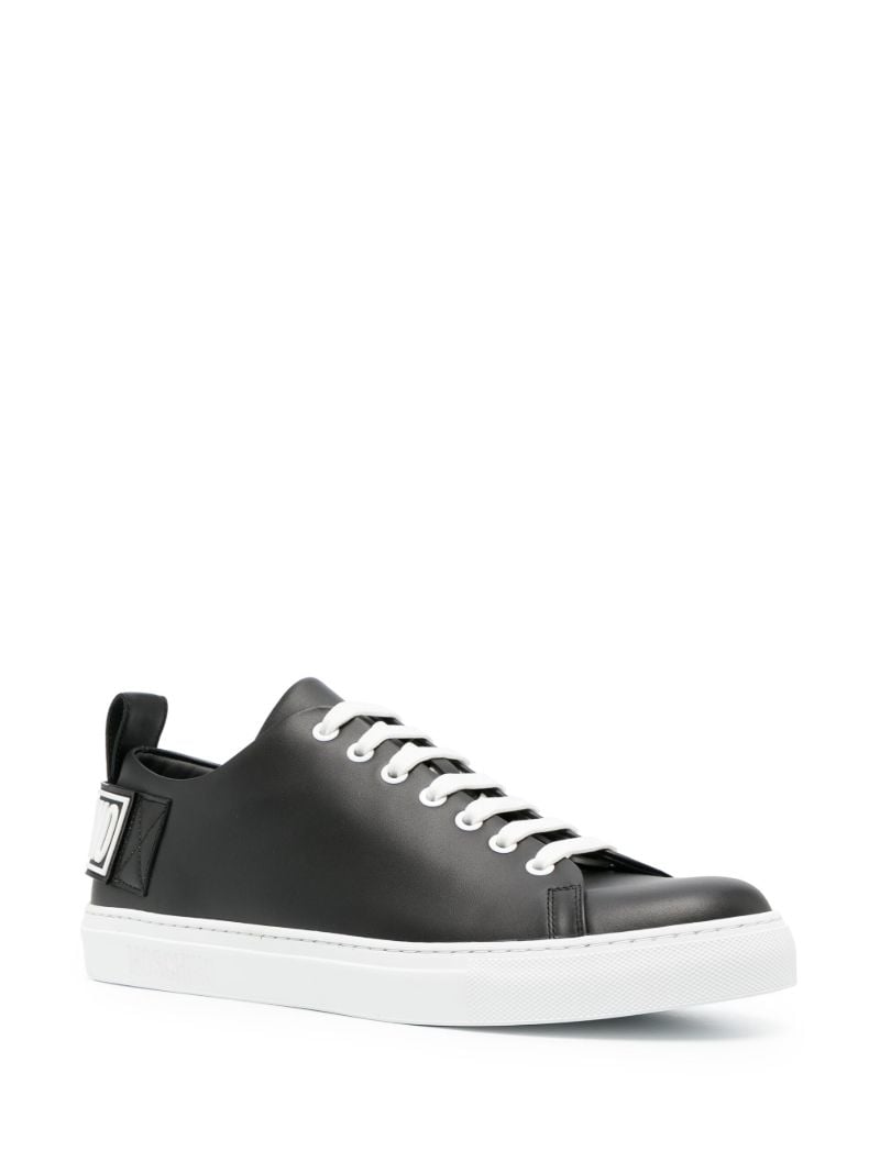 Black Raised-logo Leather Sneakers