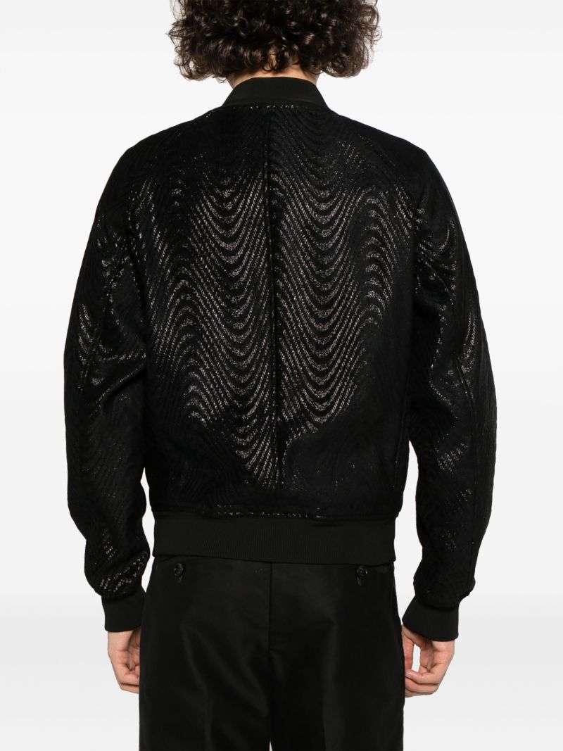 Black Wave-jacquard Bomber Jacket