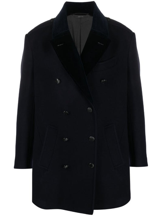 Blue Wool Felt Peacoat