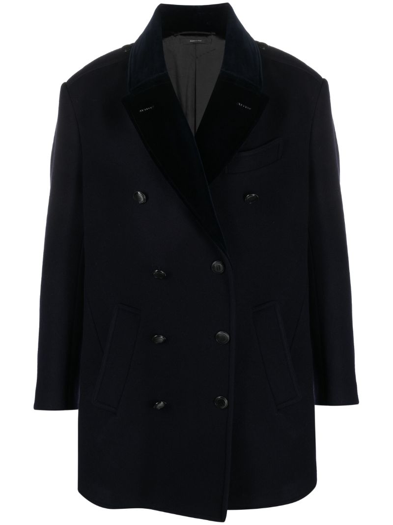 Blue Wool Felt Peacoat