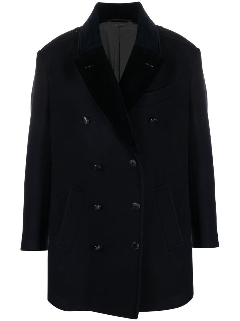 Blue Wool Felt Peacoat