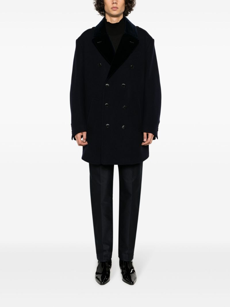Blue Wool Felt Peacoat