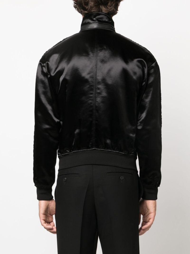 Black Funnel Neck Bomber Jacket