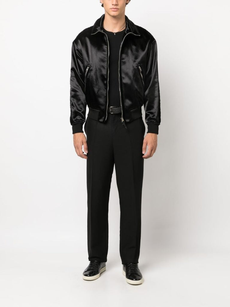 Black Funnel Neck Bomber Jacket